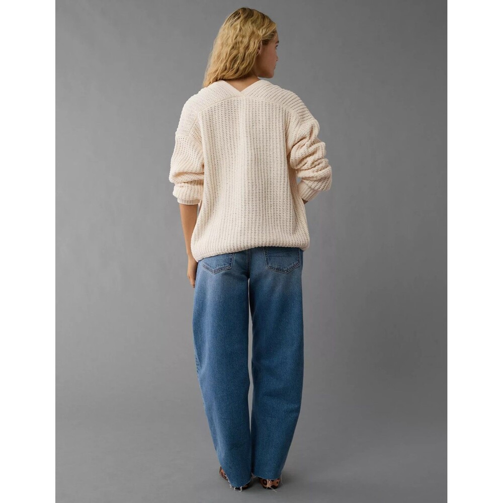 NWT NEW American Eagle AE Open Front Cardigan Cream Tan Women's Large Pockets - Picture 2 of 9
